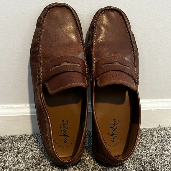 Clarks Men's 22862 Driving Loafers Leather Brown Size 9.5M - Picture 1 of 4